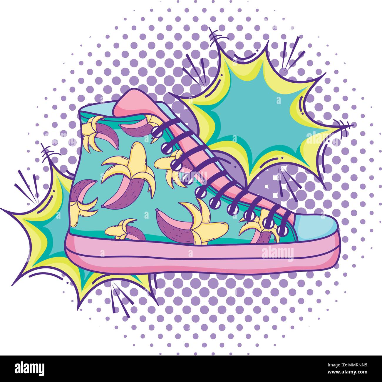 Sneakers zapatos con la moda pop art Imagen Vector de stock - Alamy