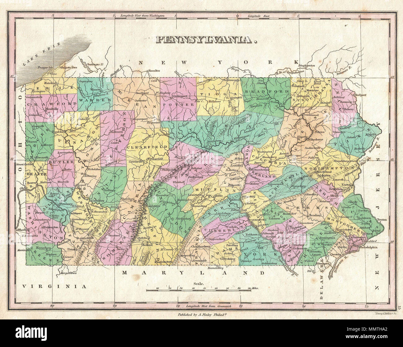 Inglés Un Hermoso Ejemplo De Finley Es Importante 1827 Mapa