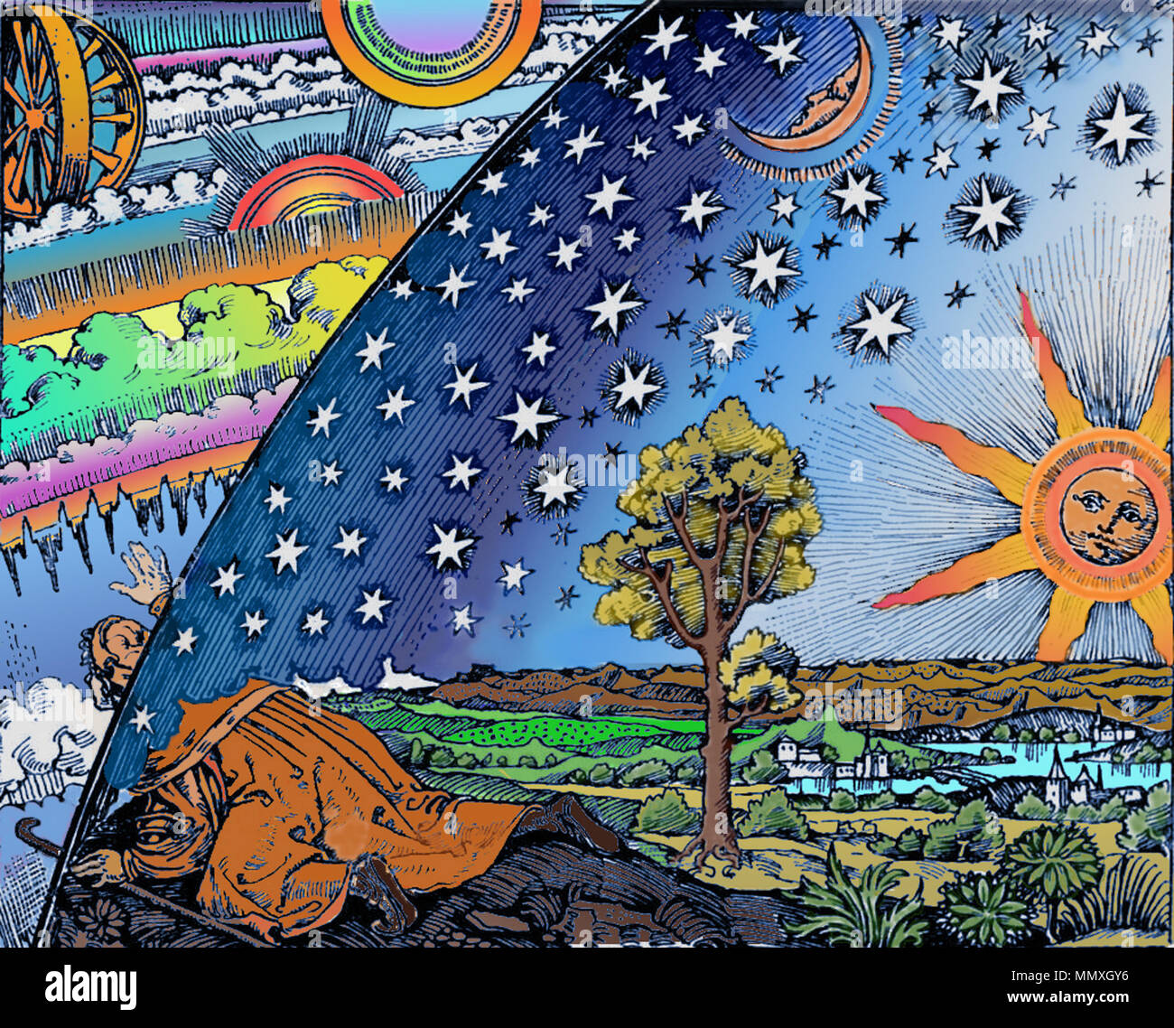 . Inglés El Flammarion grabado es un grabado en madera por un artista