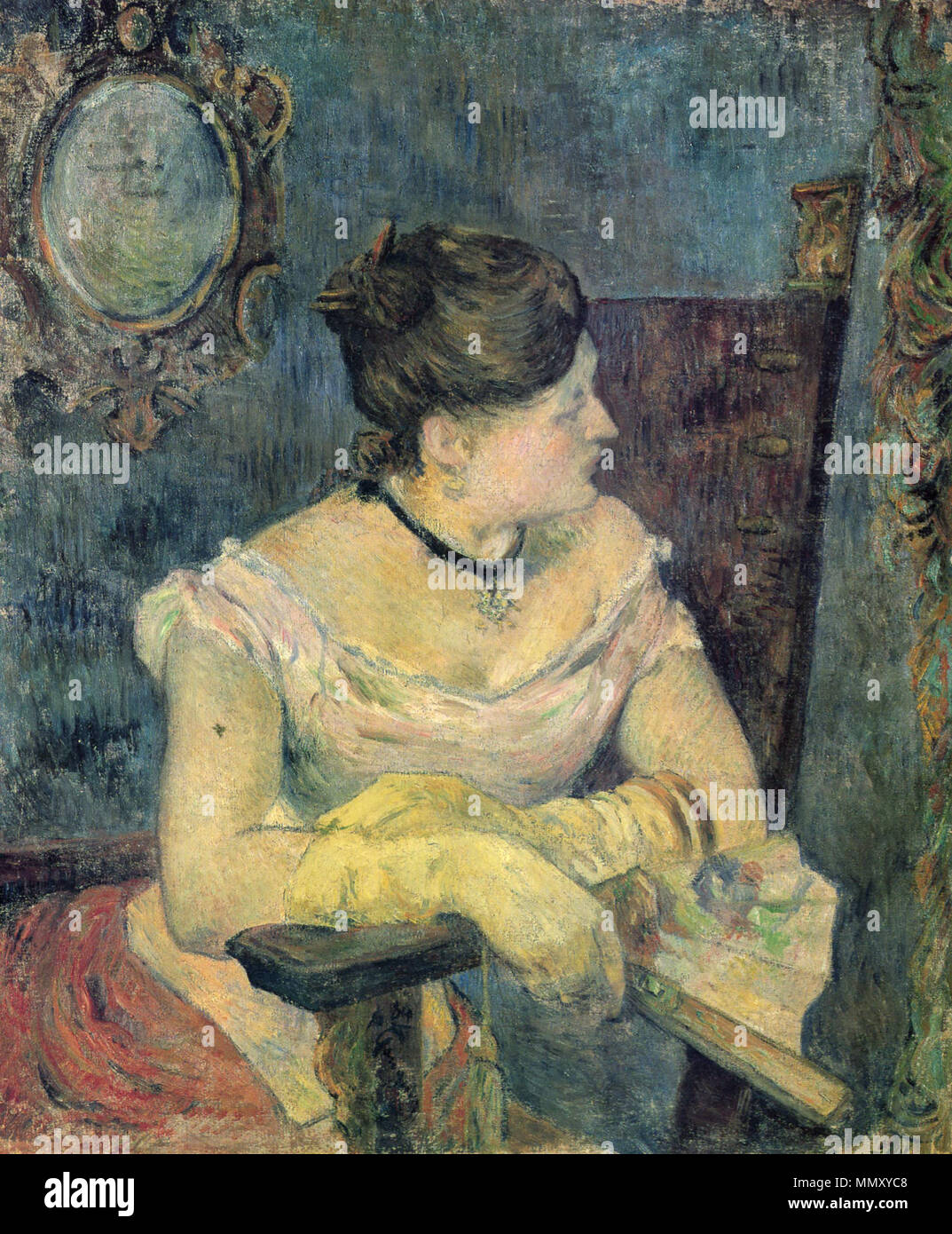Francés: Mette Gauguin en manto de soir Madame Mette Gauguin en traje de noche. 1884. Paul Gauguin 101 Foto de stock