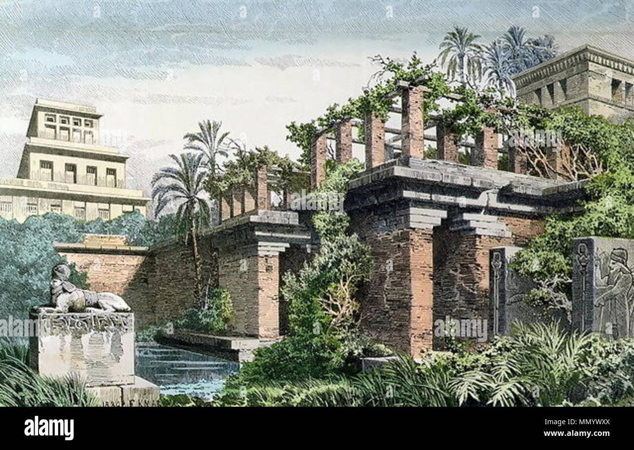 Los Jardines Colgantes de Babilonia, la pintura por Ferdinand Knab. Jardines Colgantes de Ferdinand Knab (1886 Fotografía de stock Alamy