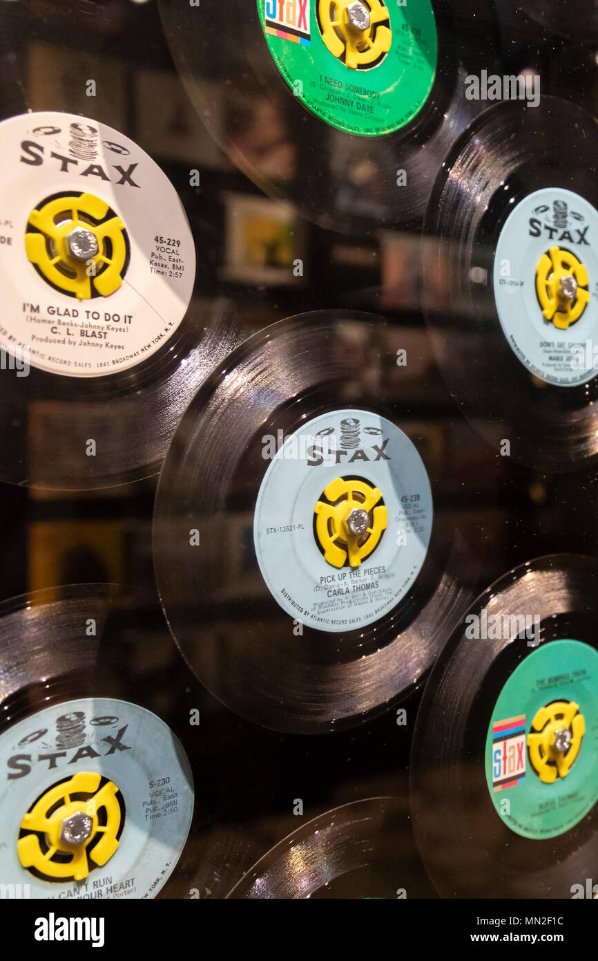 Memphis, Tennessee - Stax records en exhibición en el Stax Museum of American Soul Music, la antigua ubicación de Stax Records. Foto de stock