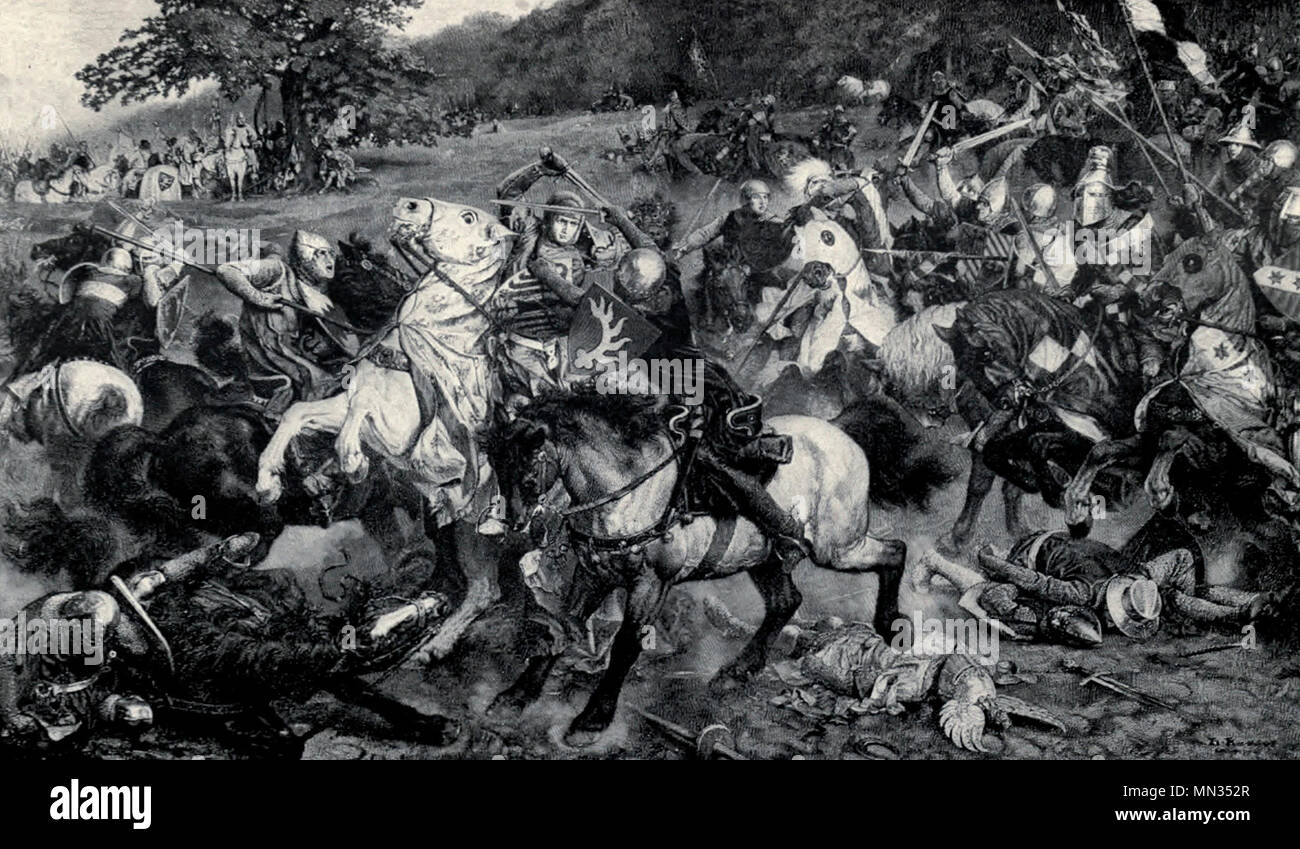 Captura de Federico el hermoso de Austria en la batalla de Muhldorf, 1322 Foto de stock