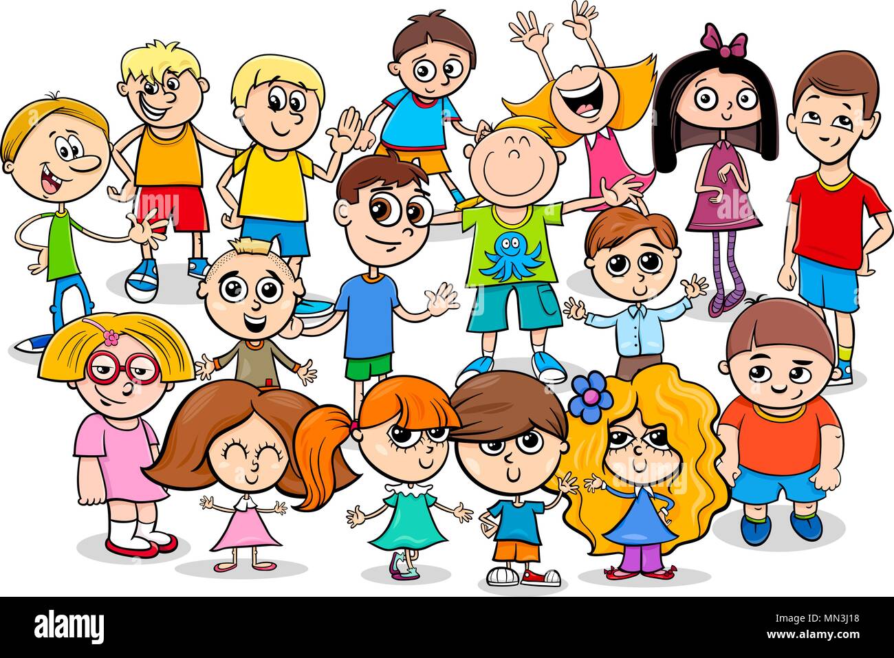 jaula Persona australiana Tiza Ilustración de dibujos animados de los niños en edad preescolar o escolar  grupo de caracteres Imagen Vector de stock - Alamy
