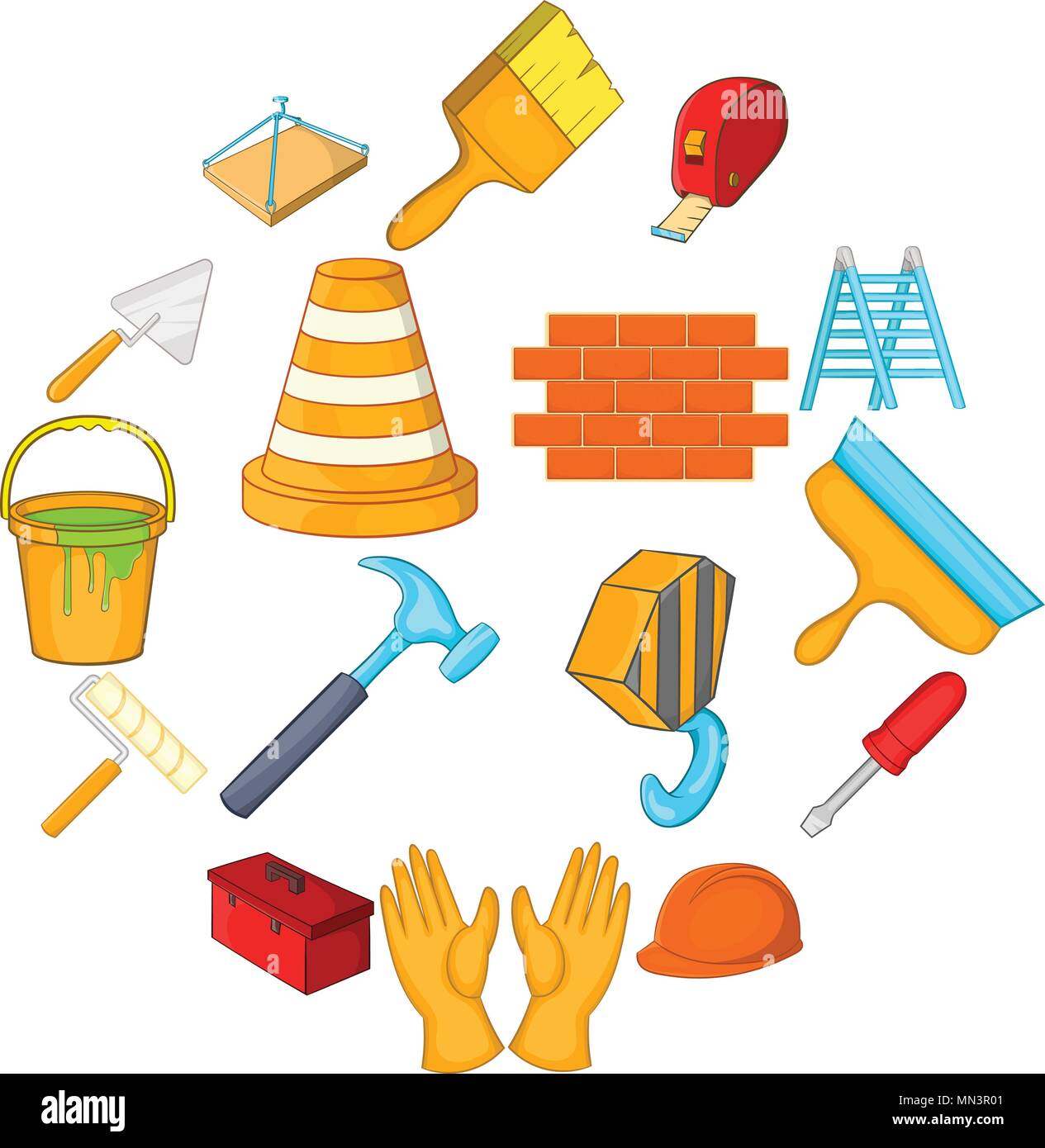 Iconos de herramientas de trabajo, estilo de dibujos animados Imagen Vector  de stock - Alamy