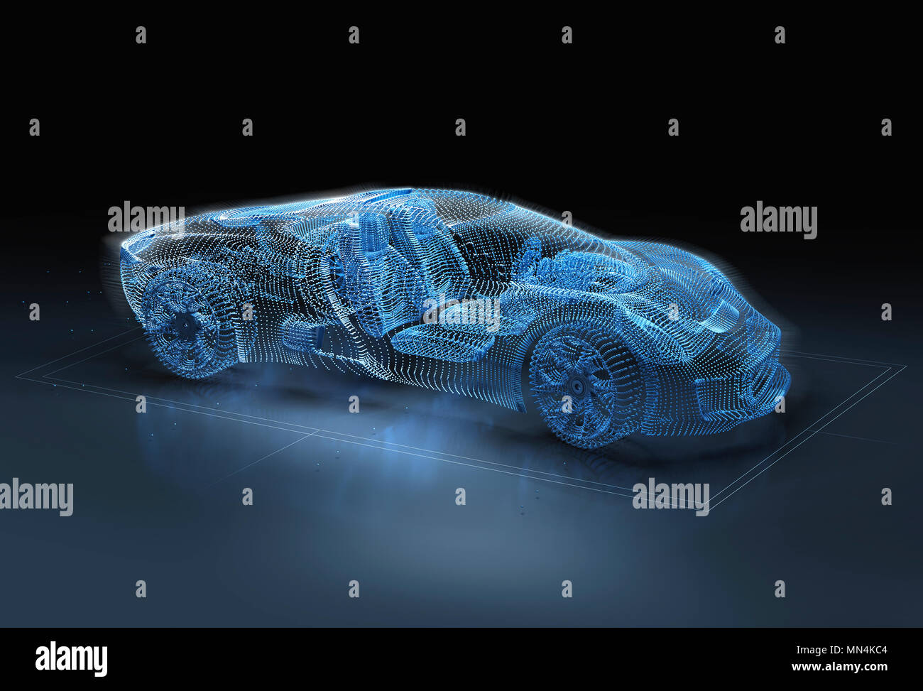 Imagen generada por ordenador de azul, coche deportivo de lujo Foto de stock