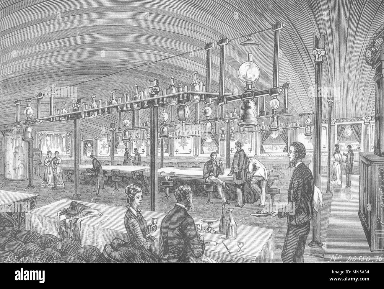 SEINE Maritime. Le Havre. Salon-Salle un pesebre du paquebot Canadá 1880 imprimir Foto de stock