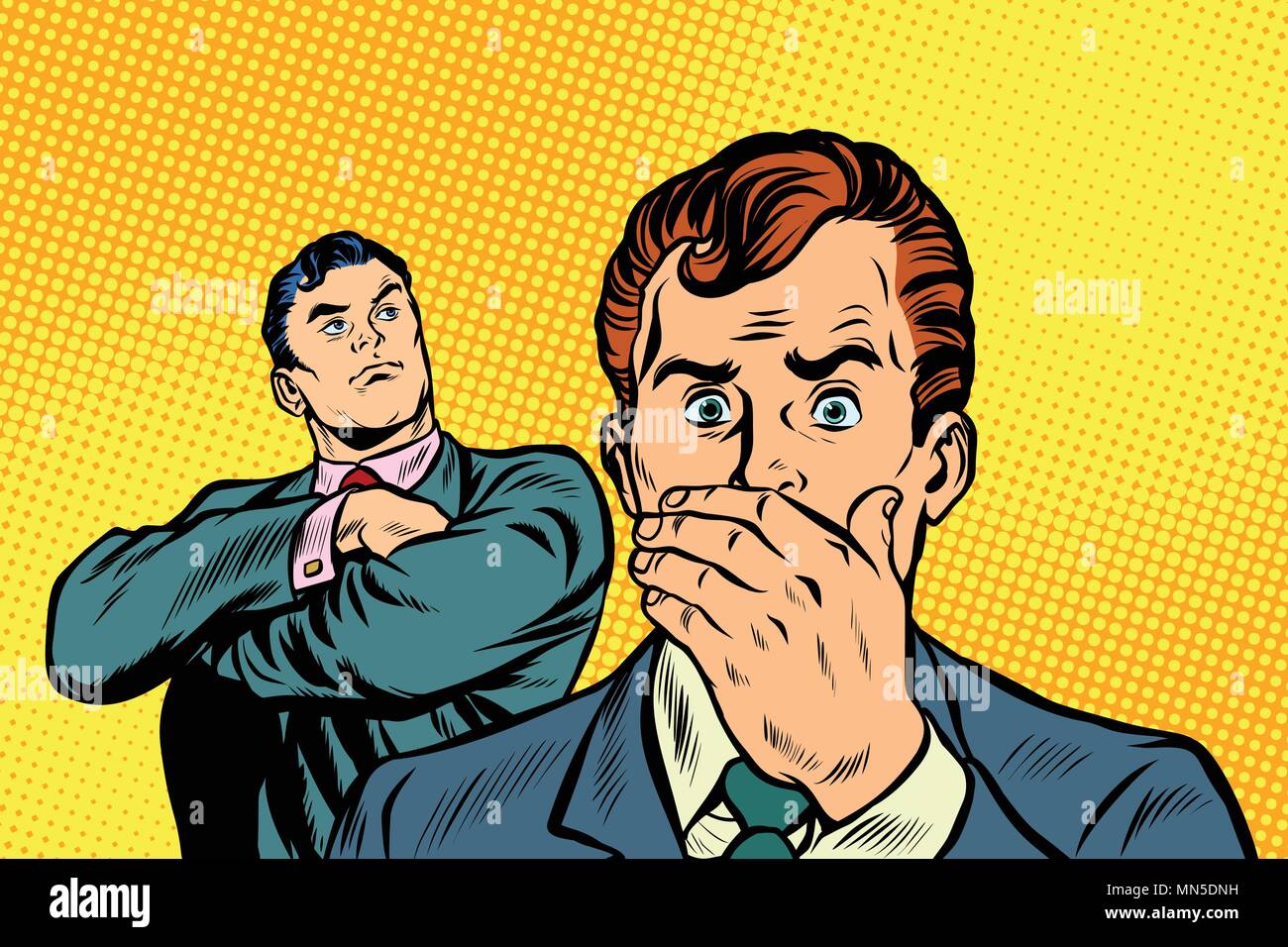 Dos Hombre Empresario Orgulloso Y Sorprendido Pop Art Retro Ilustración Vectorial Comic 4414