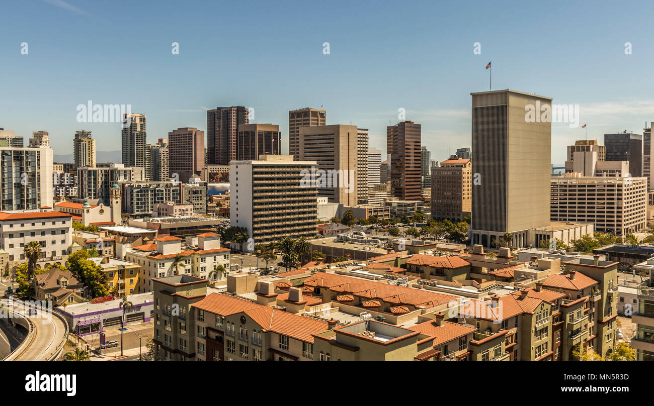 En la primavera del centro de San Diego, California, Estados Unidos. "America's Finest City";. Foto de stock