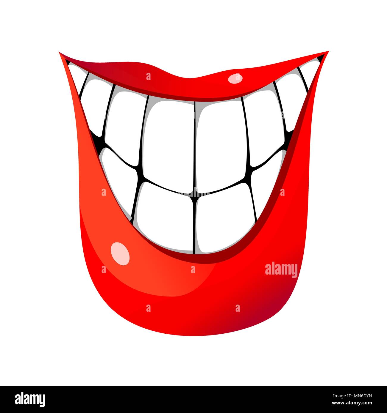 Sonrisa enorme con grandes dientes aislados alegría alegre emoción  ilustración vectorial Imagen Vector de stock - Alamy