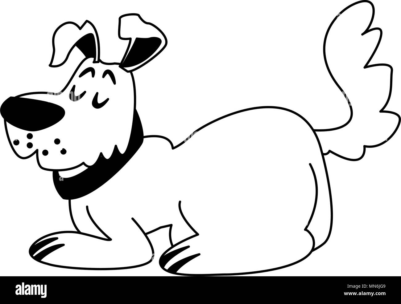 Lindo perro caricatura en blanco y negro Imagen Vector de stock - Alamy