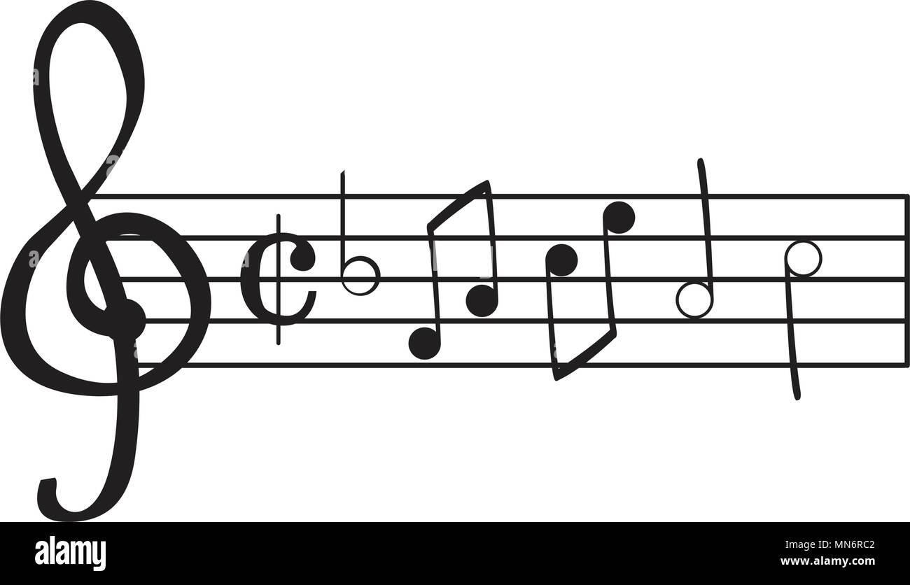 Conjunto de notas musicales en un pentagrama. Diseño ilustración vectorial  Imagen Vector de stock - Alamy