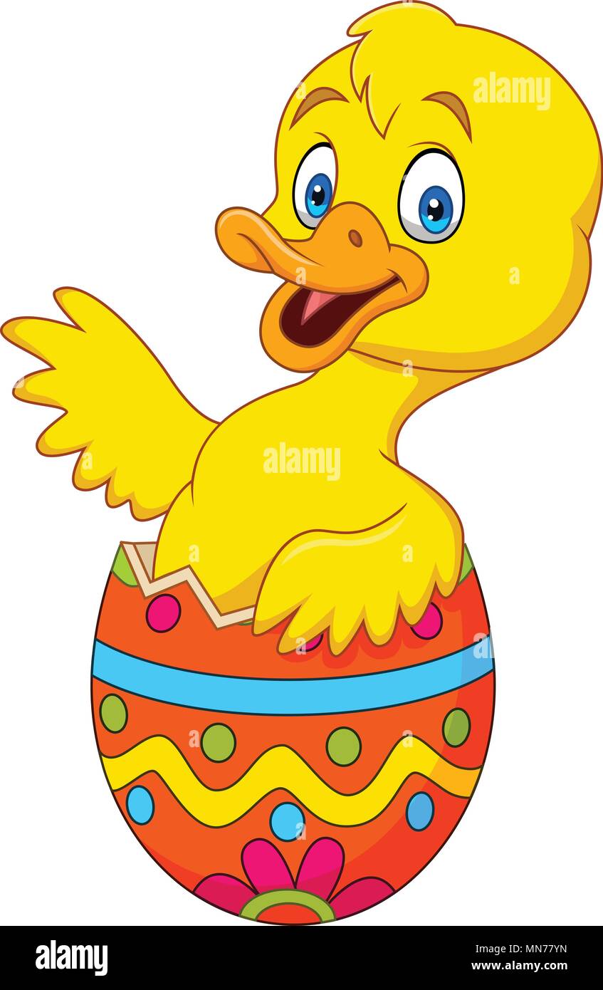 El patito saliendo de un huevo de Pascua Imagen Vector de stock - Alamy