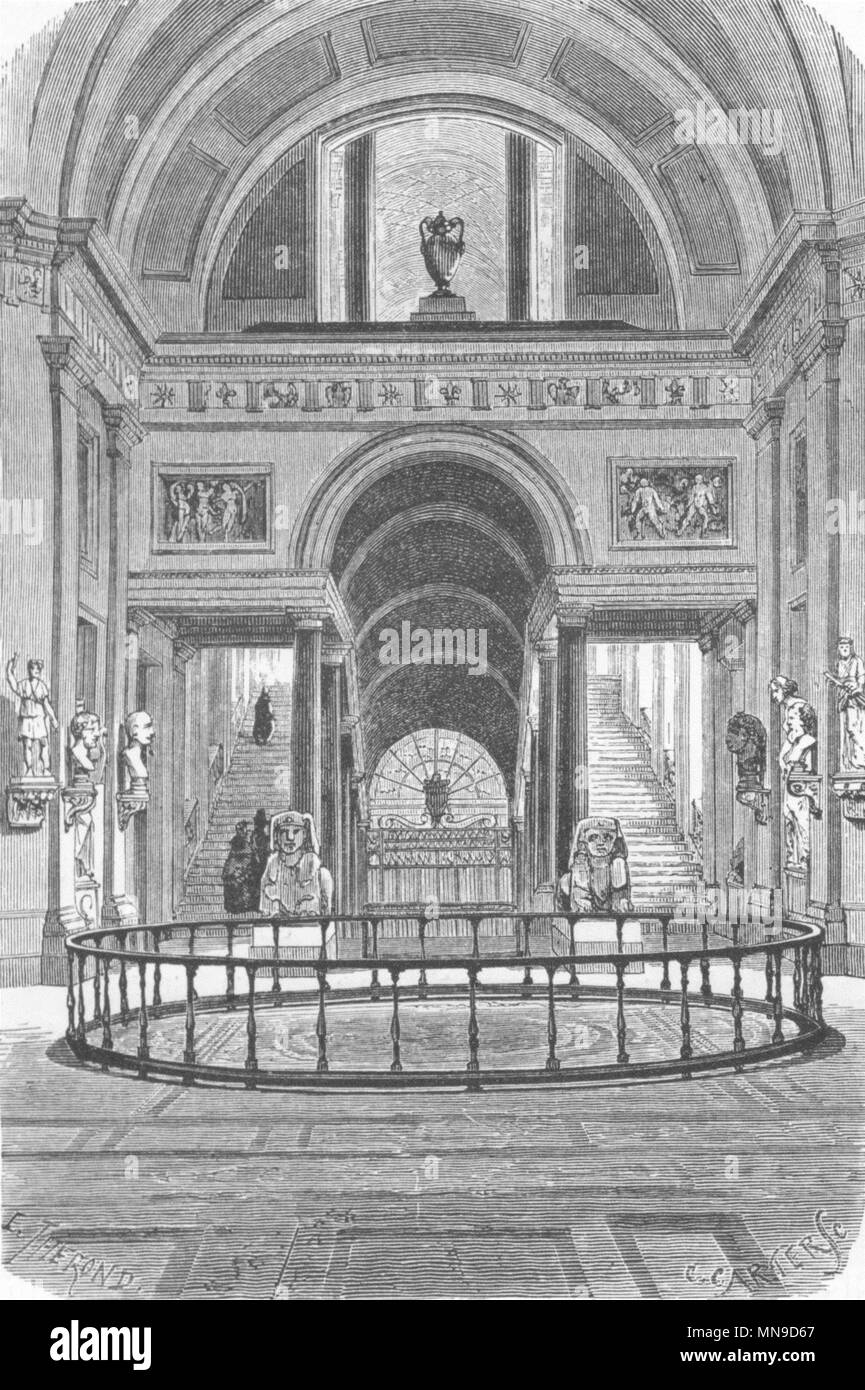 Vaticano. Hall de la cruz griega antigua 1872 vintage imprimir imagen Foto de stock