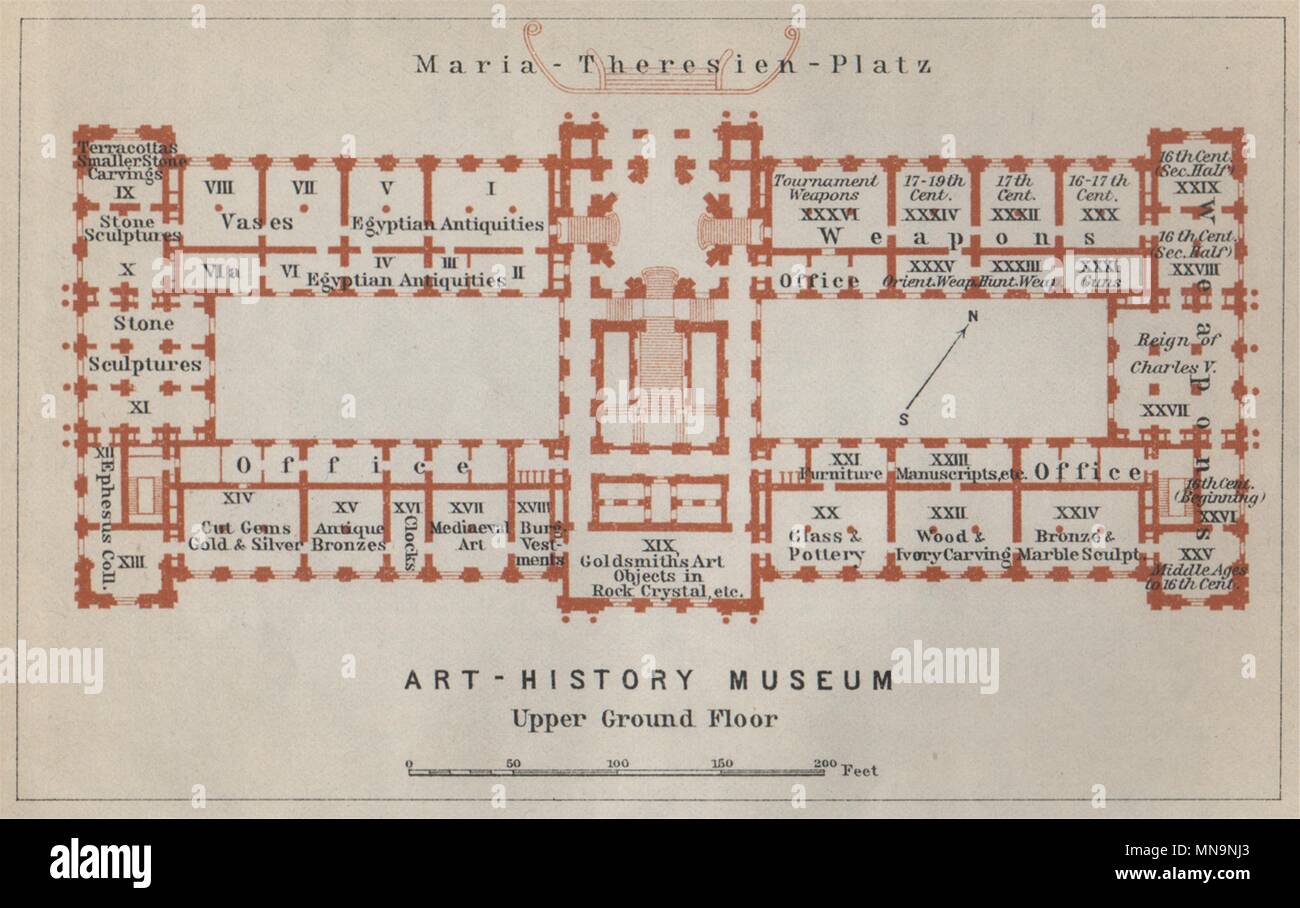 Kunsthistorisches/Museo de la historia del arte Wien en Viena. Plano de planta. Pequeño mapa 1929 Foto de stock