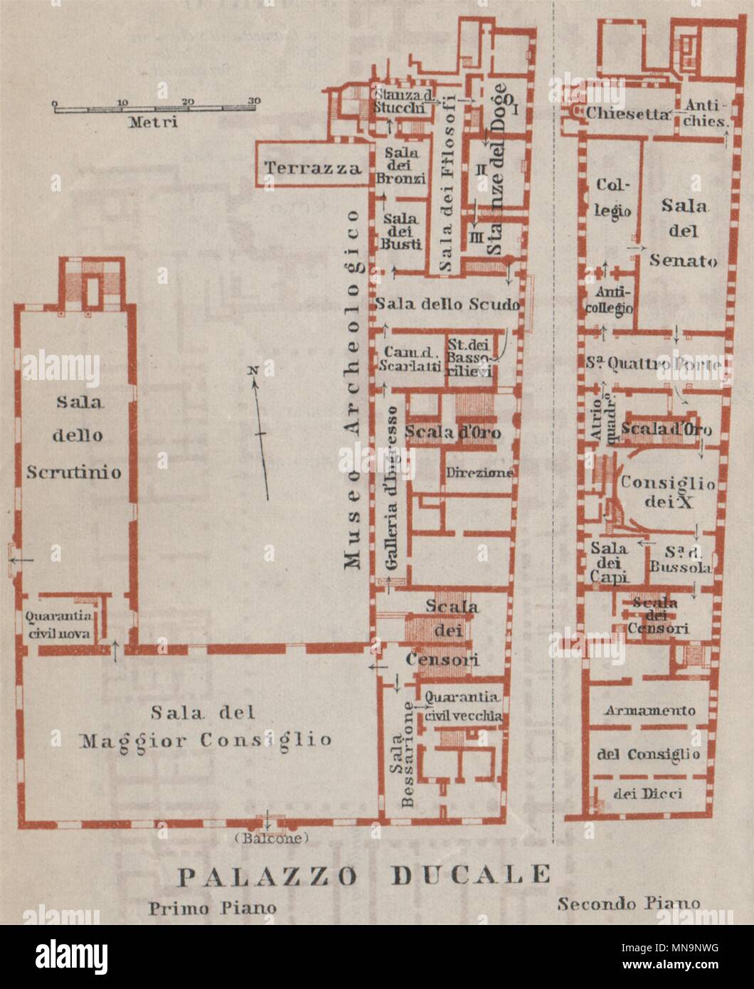 El Palazzo Ducale. Palacio Ducal, plano de planta. Venecia Venecia mappa. Pequeños 1909 Foto de stock