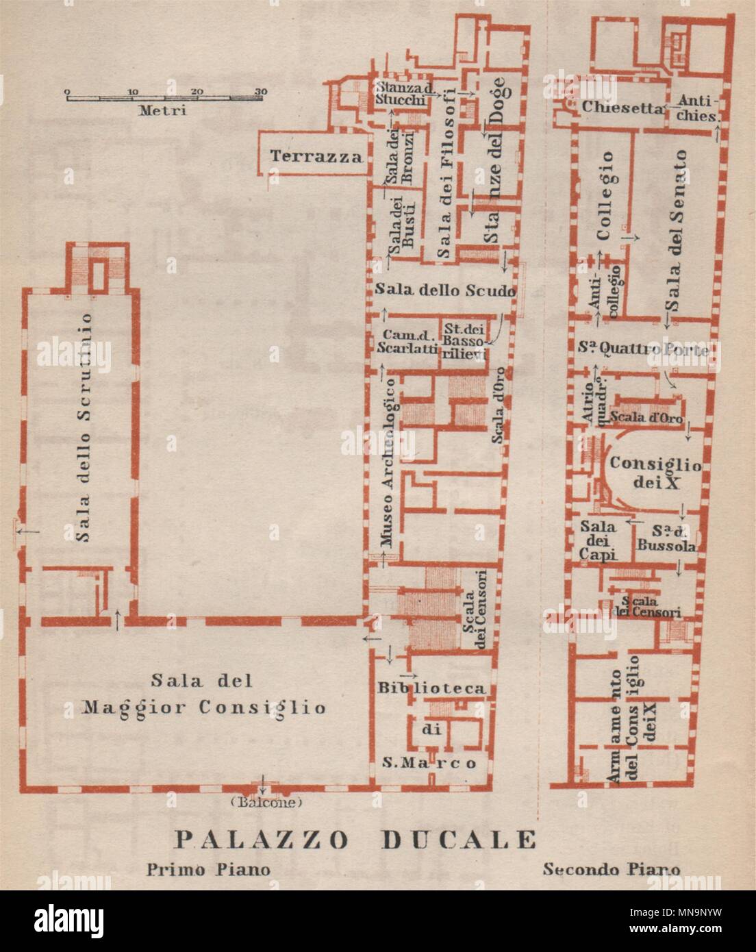 El Palazzo Ducale. Palacio Ducal, plano de planta. Venecia Venecia mappa. Pequeños 1899 Foto de stock