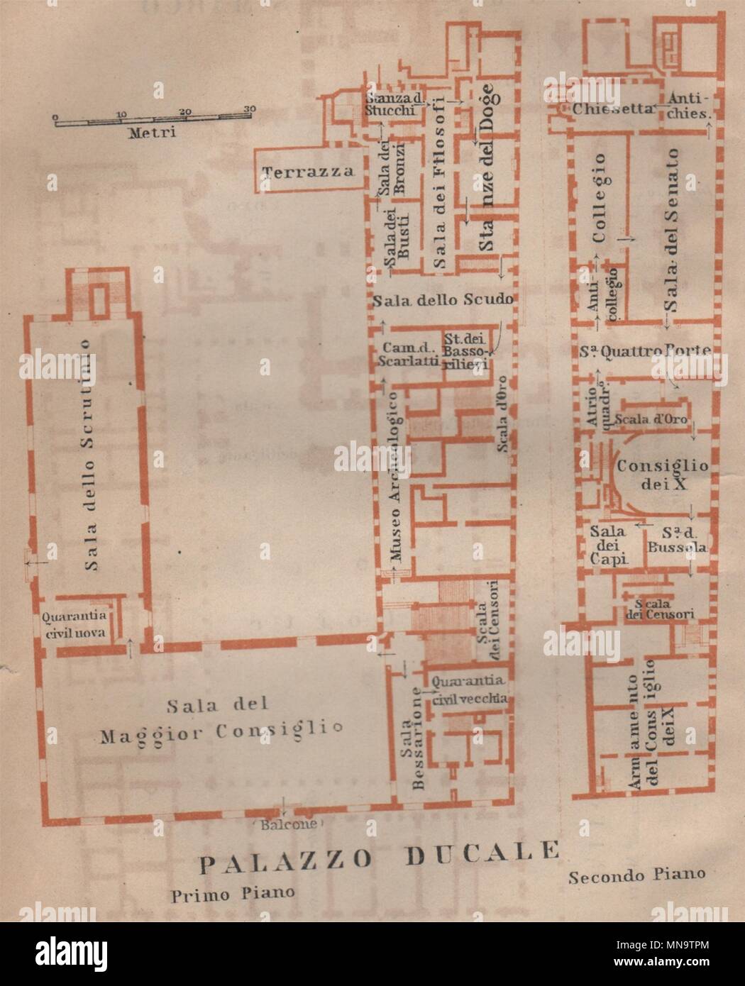 El Palazzo Ducale. Palacio Ducal, plano de planta. Venecia Venecia mappa. Pequeños 1906 Foto de stock