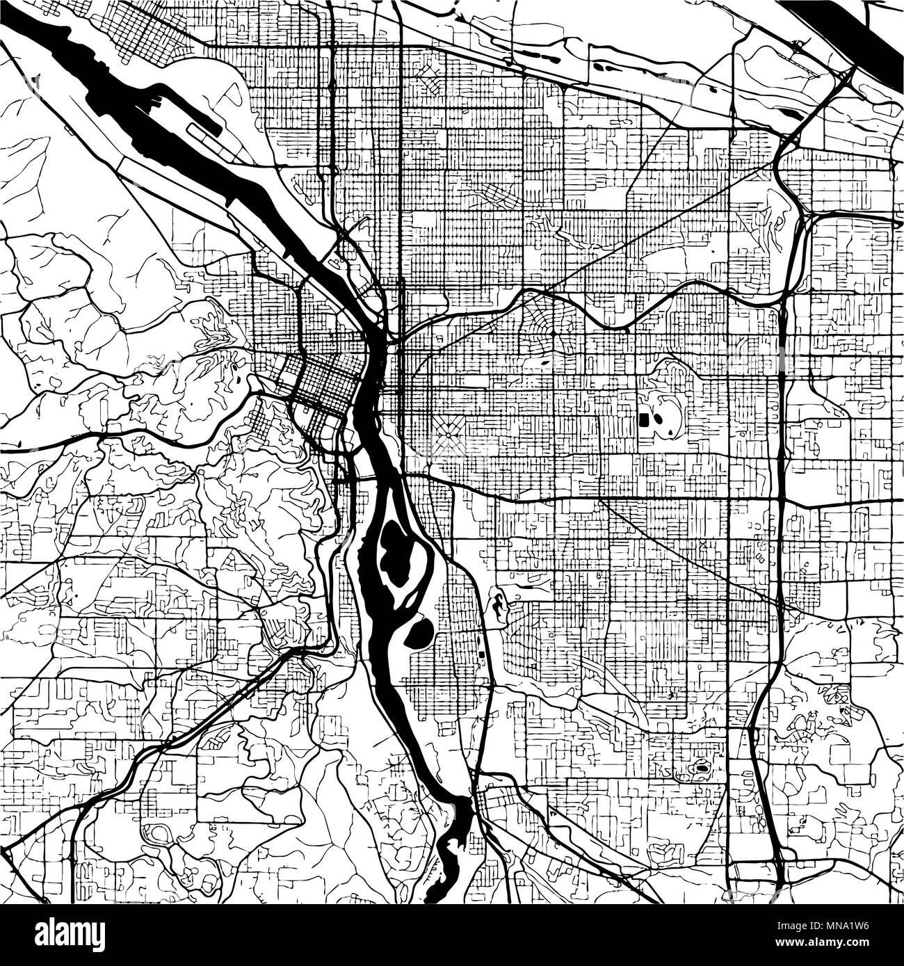 Vancouver, Canadá mapa monocromo Artprint, contorno vectorial Versión, listo para el cambio de color, separados en blanco Ilustración del Vector