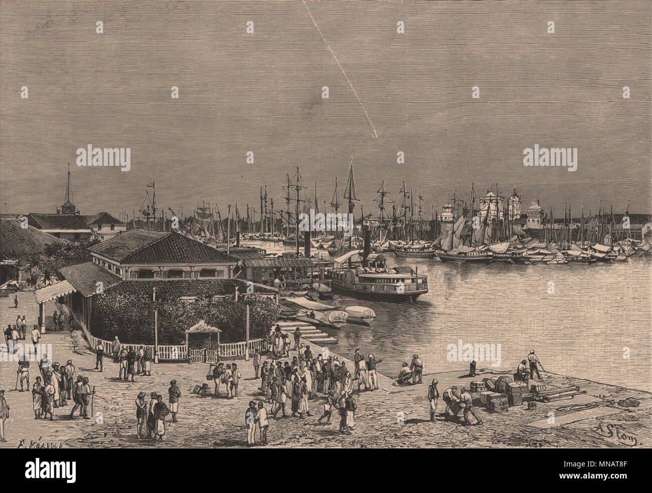 Puerto de Manila - vista general. Filipinas 1885 antigua imagen de  impresión Fotografía de stock - Alamy