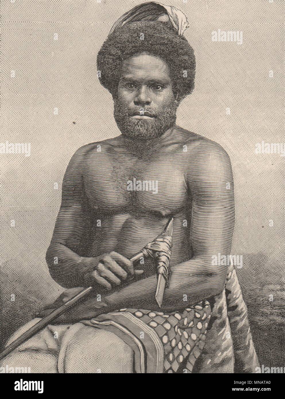 Nativo de Maré, lealtad Isles. La Melanesia. Nueva Caledonia 1885 antigüedades imprimir Foto de stock