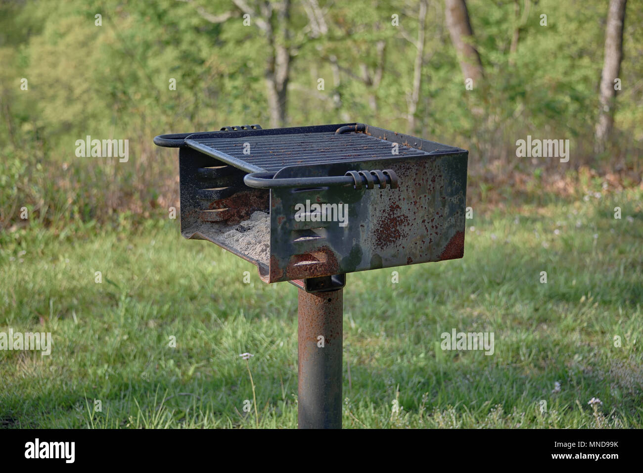 "Retrato de un oxidado Grill Barbacoa" en un área de picnic en el Blue Ridge Parkway Foto de stock