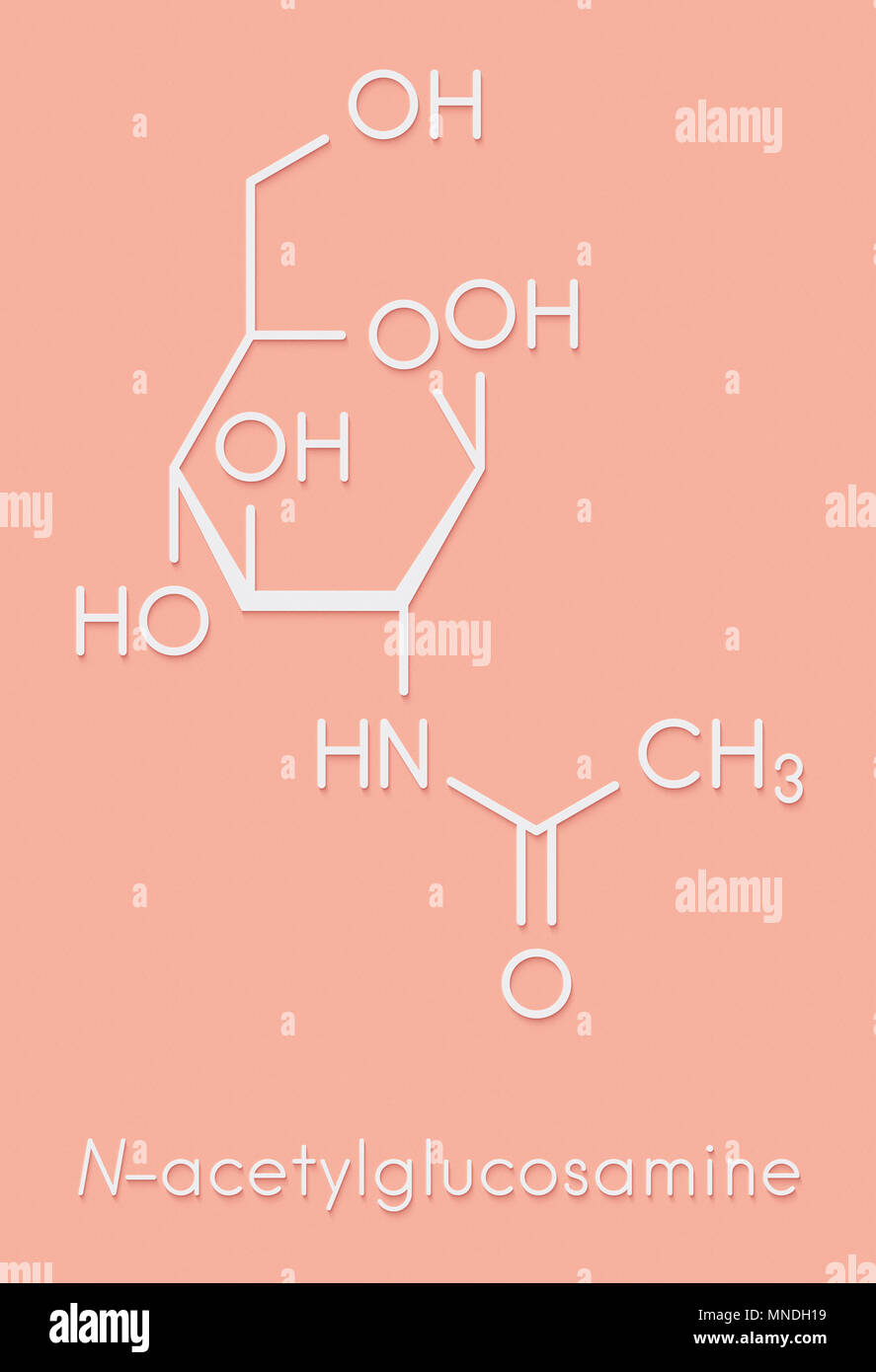 N-acetilglucosamina (NAG) Suplemento alimenticio molécula. Fórmula  esquelética Fotografía de stock - Alamy