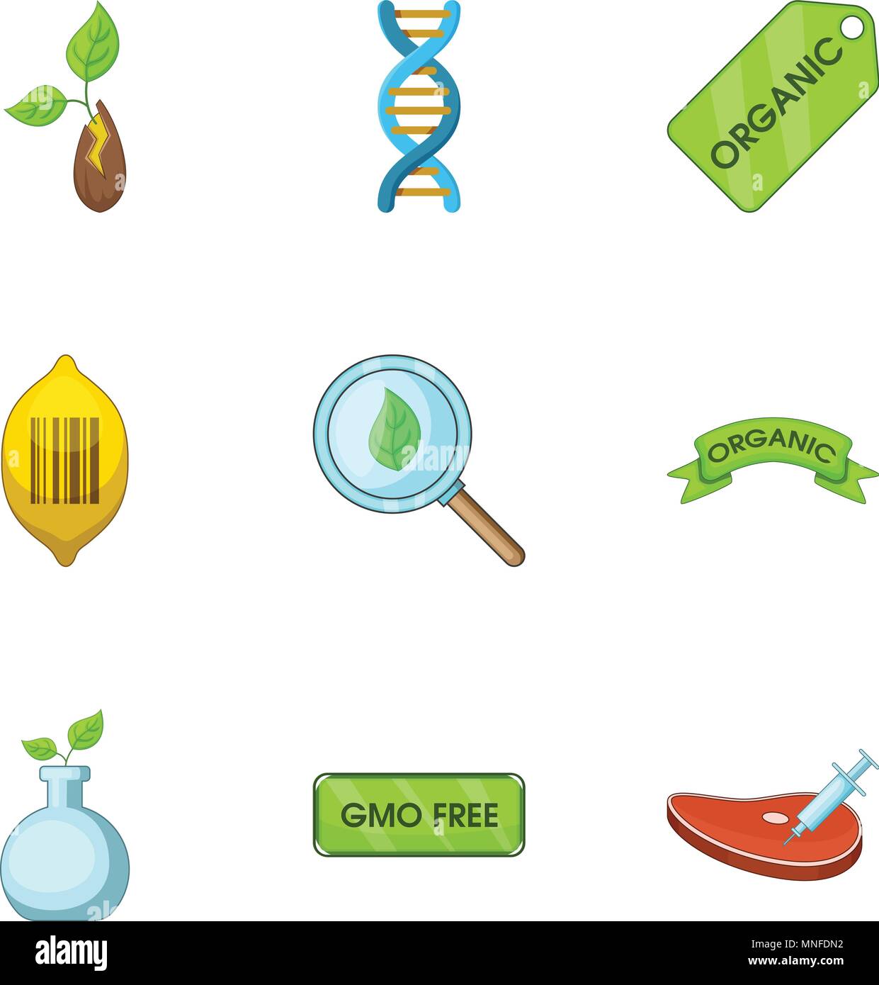 Sustancia orgánica, conjunto de iconos de estilo de dibujos animados Imagen  Vector de stock - Alamy