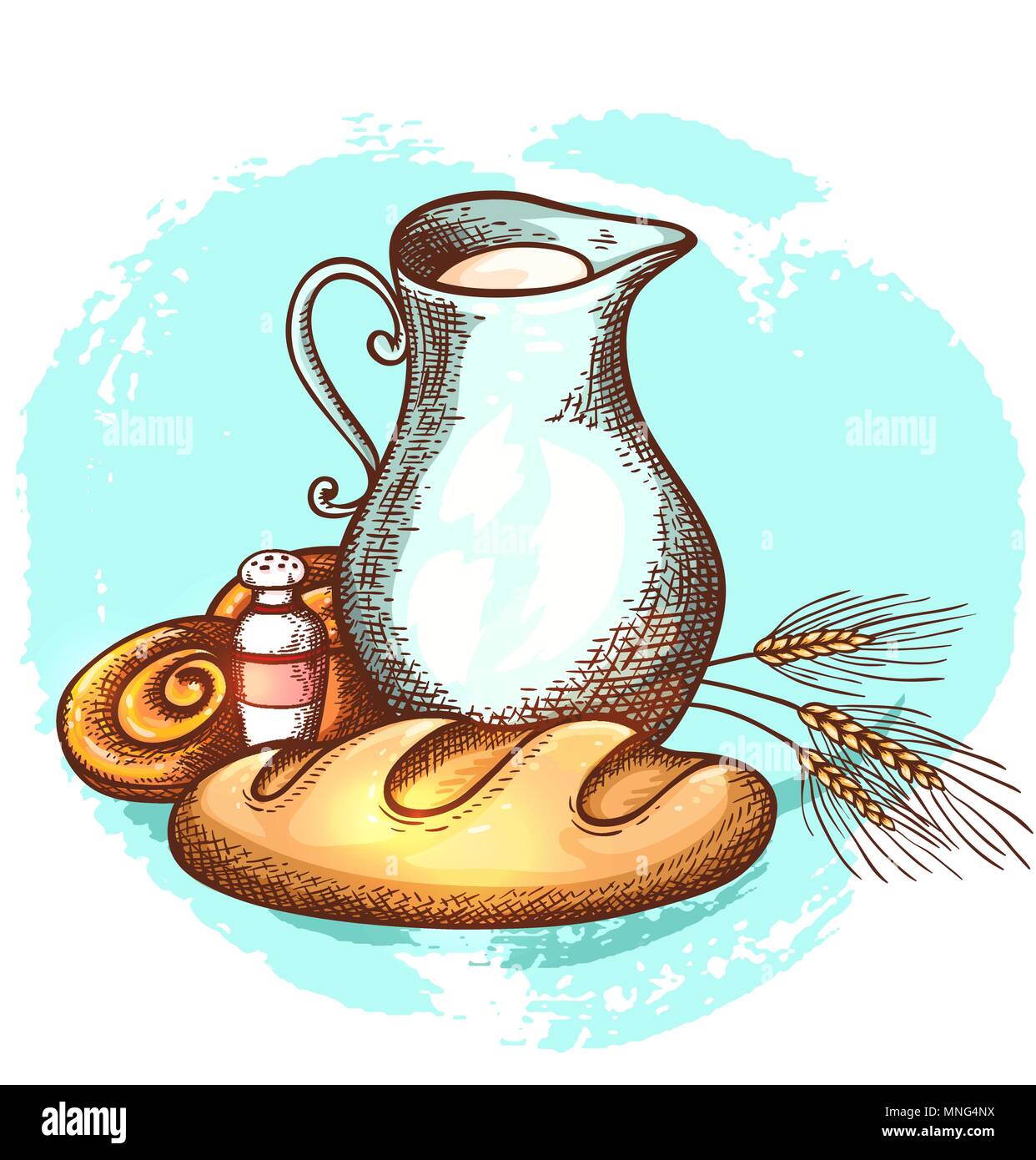 Jarra de leche ilustración del vector. Ilustración de desayuno