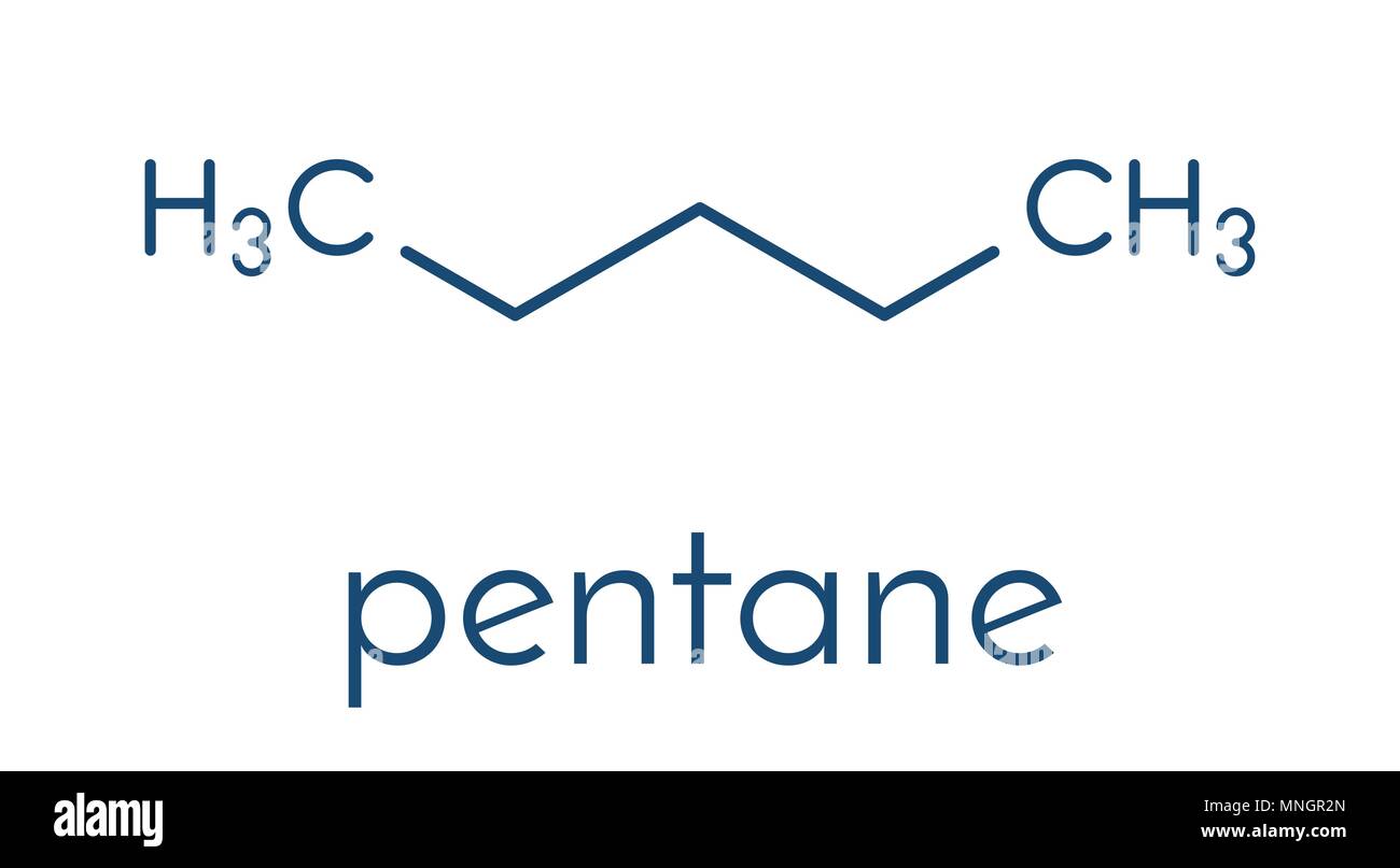 Pentano (npentano) alcanos molécula. Fórmula esquelética Imagen Vector