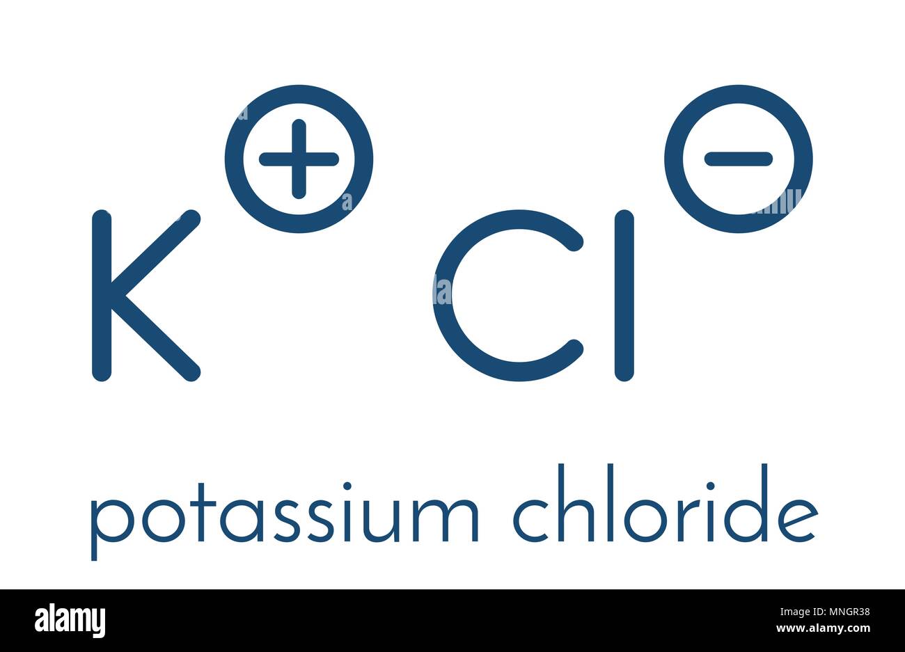El cloruro de potasio (KCl) de sal. Utilizado en las inyecciones letales, fertilizantes, como una droga, etc. Ilustración del Vector