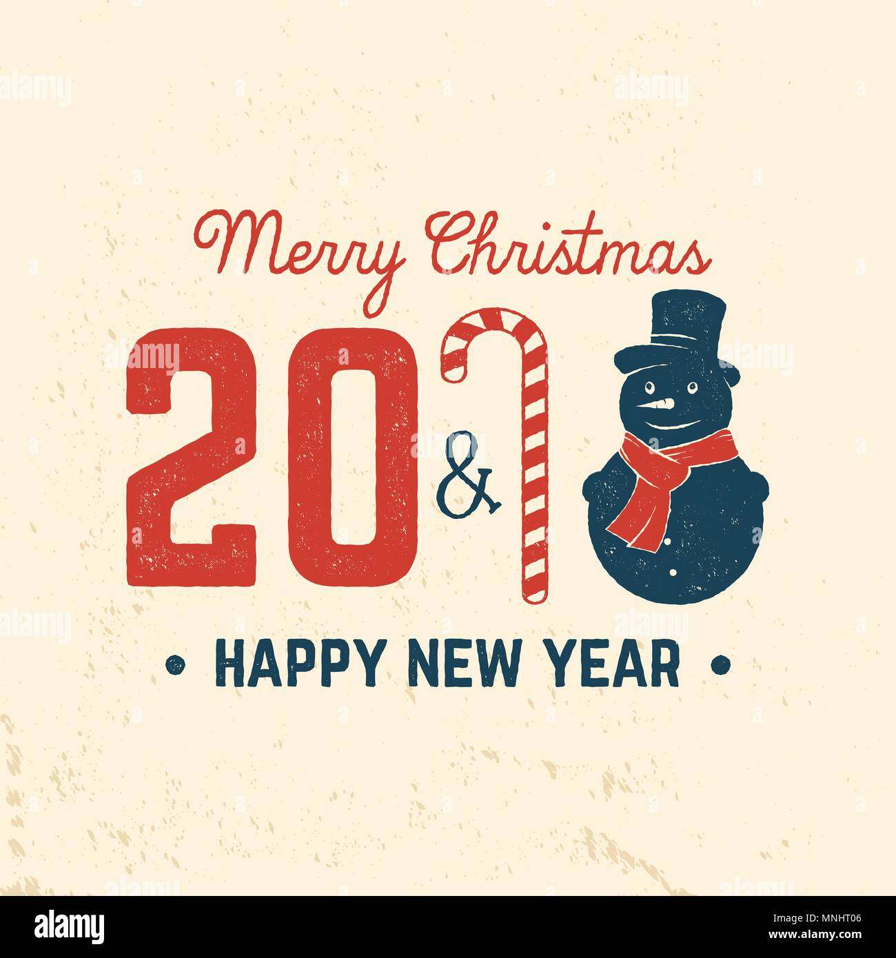 Feliz Navidad y Feliz Año Nuevo tarjeta de felicitación . Ilustración vectorial. 2018 Diseño de tarjetas de felicitación, invitaciones, carteles y volantes. Monograma w Ilustración del Vector