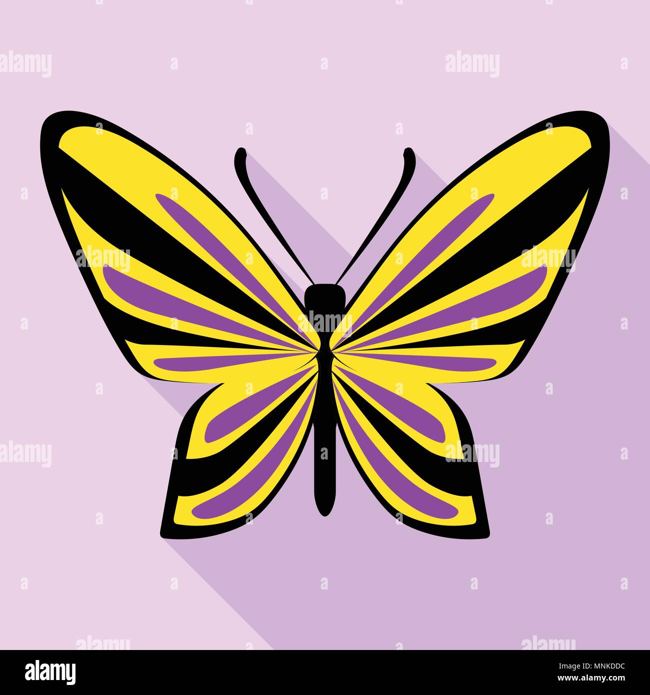 Icono Yellow Butterfly púrpura, tipo plano Ilustración del Vector