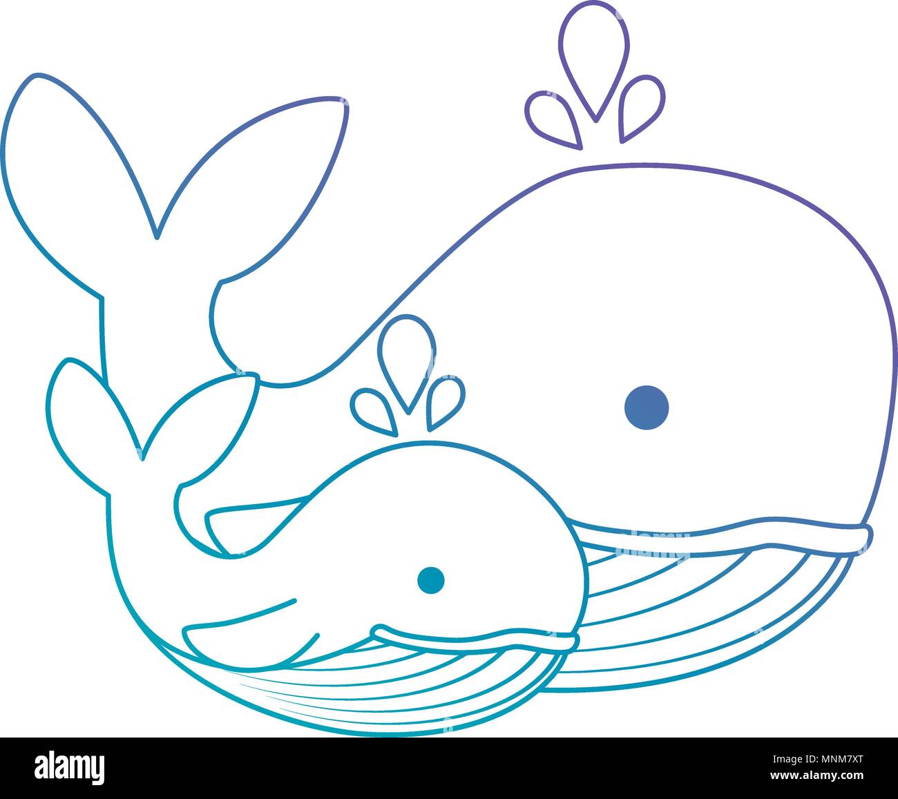 Madre e hijo lindo ballenas caracteres Imagen Vector de stock Alamy