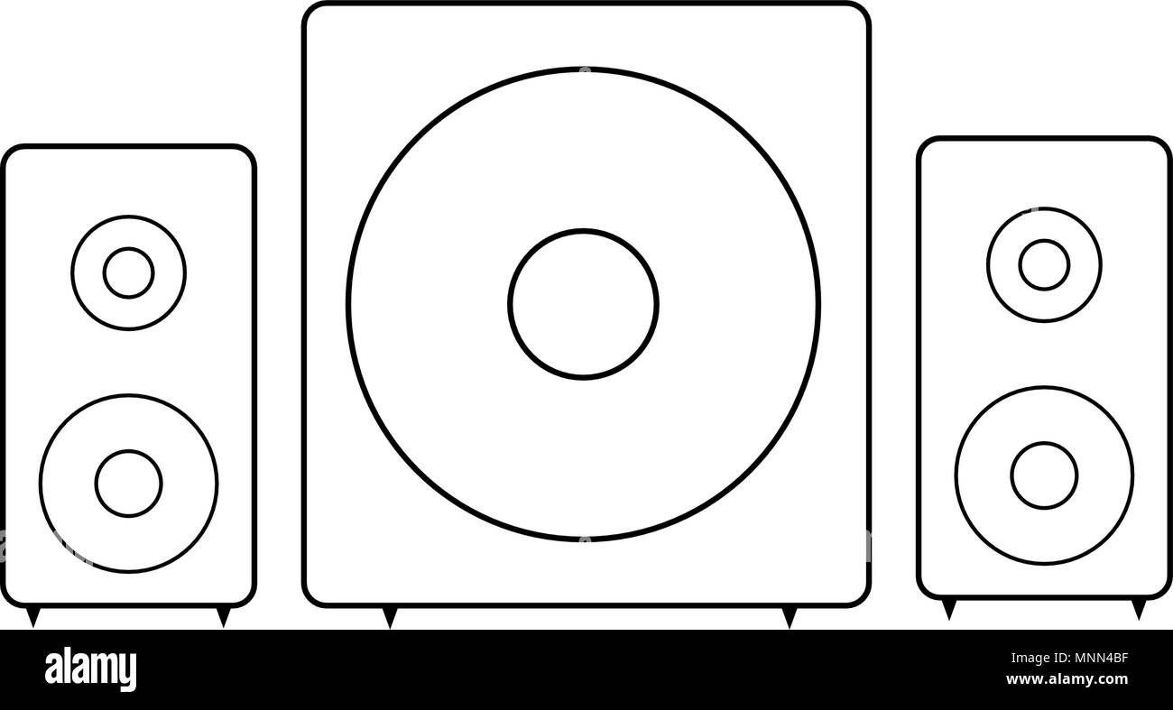 Conjunto de altavoces con woofer sobre fondo blanco, símbolo de icono de  sonido estéreo. Dibujo Vectorial Imagen Vector de stock - Alamy
