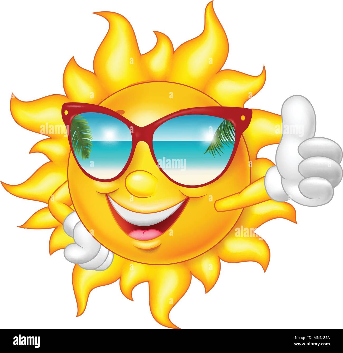 Cartoon sol sonriente dando pulgar arriba Imagen Vector de stock - Alamy