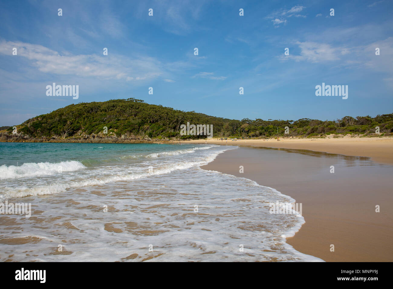 Elizabeth playa cerca de Forster en la región de los Grandes Lagos de Nueva Gales del Sur, Australia Foto de stock