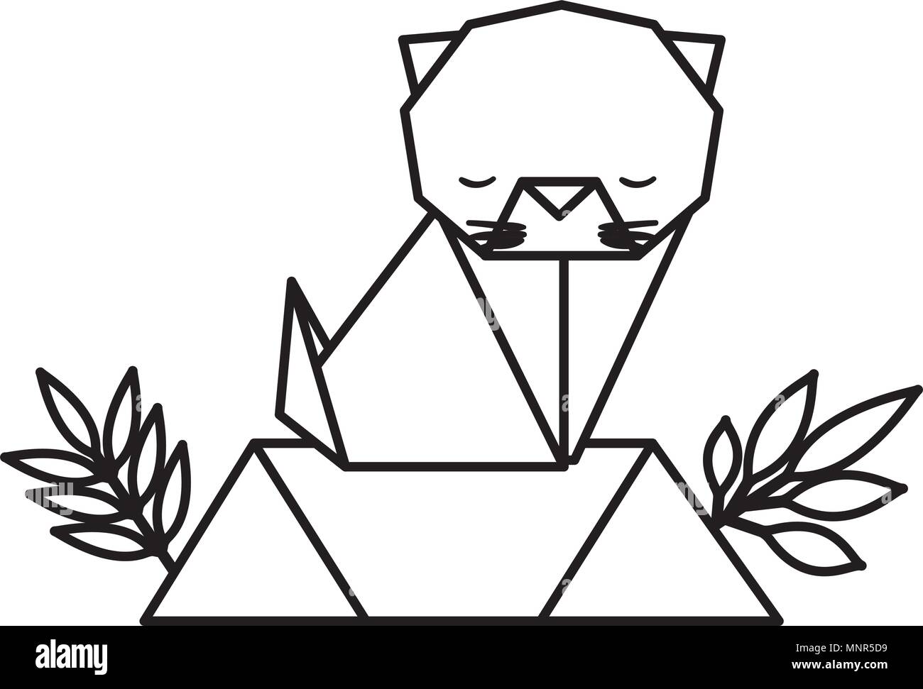 Gato De Papel De Origami En El Campo Ilustración Del Vector