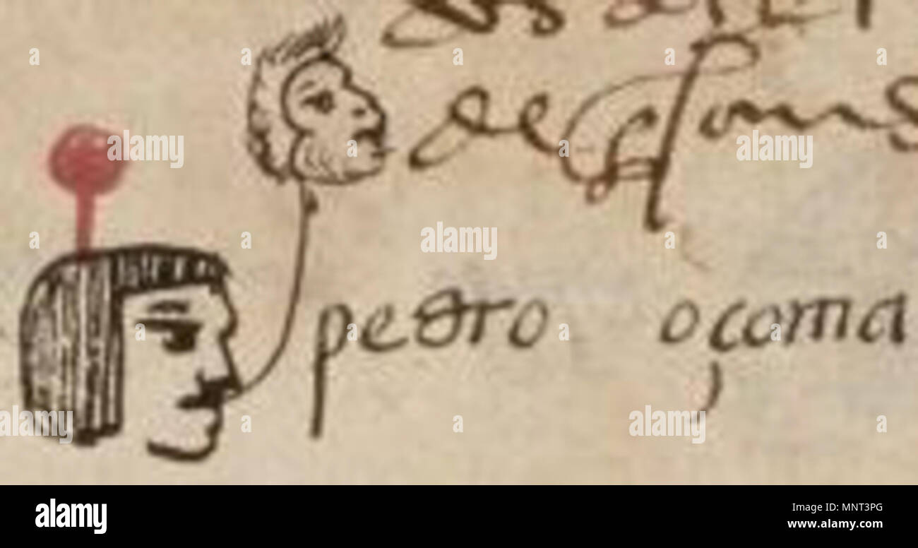 . El nombre Pedro Ozoma, desde la matrícula de Huexotzinco. 1560. Este archivo carece de información sobre el autor. 970 Pedro ozoma Foto de stock