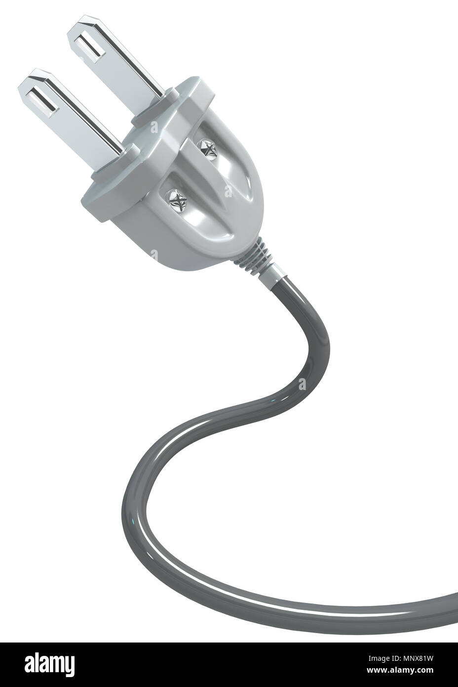 Cable de alimentación eléctrica enchufe plano 3D, ilustración, aisladas,  horizontal, sobre blanco Fotografía de stock - Alamy