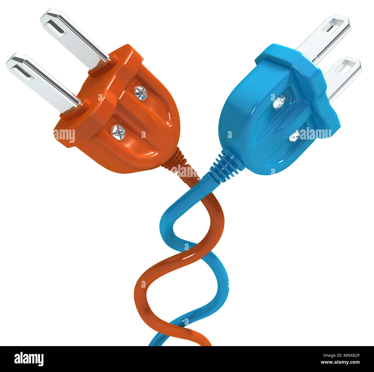 Cable de alimentación eléctrica enchufe plano 3D, ilustración