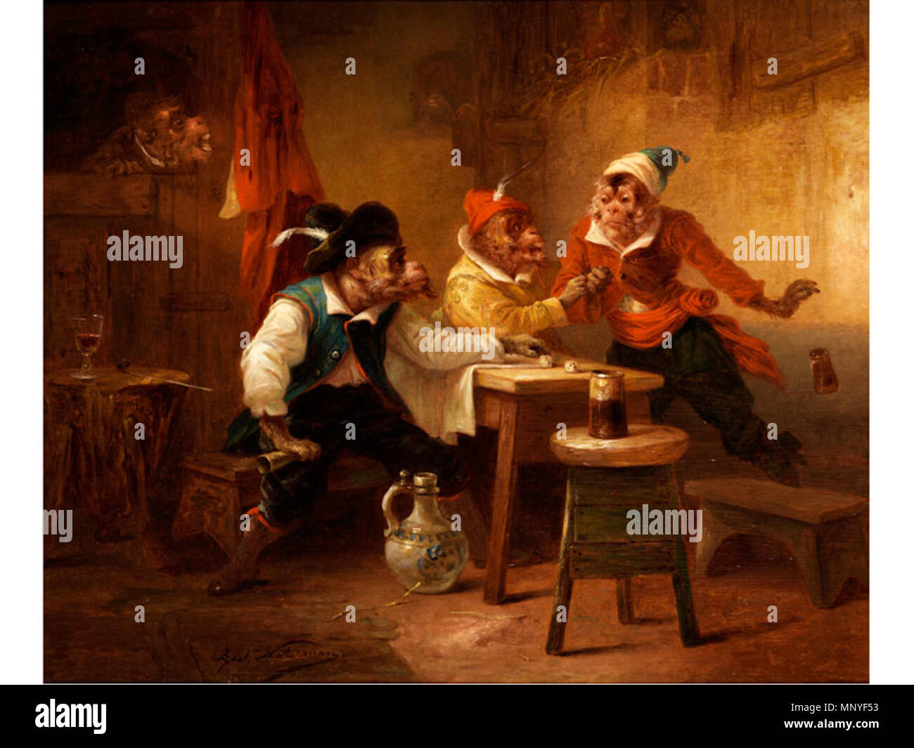 Inglés: monos jugando a los dados en 1890. 1280 Zacharie Noterman - monos  jugando a los dados Fotografía de stock - Alamy