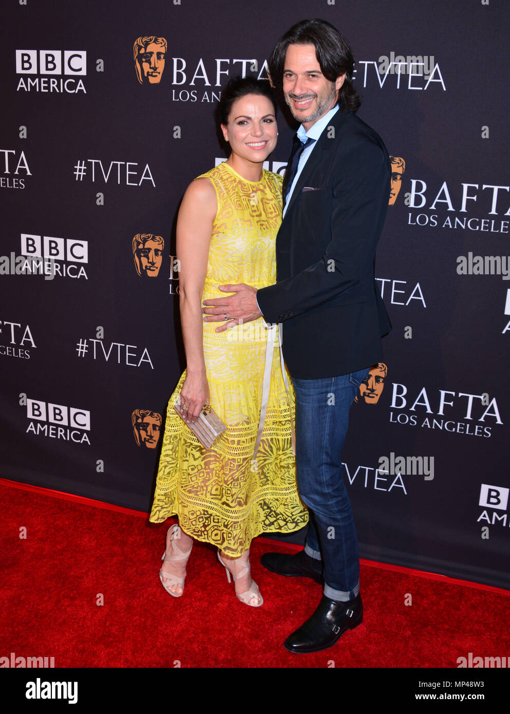 Lana Parrilla, Esposo Fred Di Blasio en los BAFTA Los Angeles TV 2015 té en  el SLS Hotel de Los Ángeles. Septiembre 19, 2015.Lana Parrilla, Esposo Fred  Di Blasio ------------- evento de