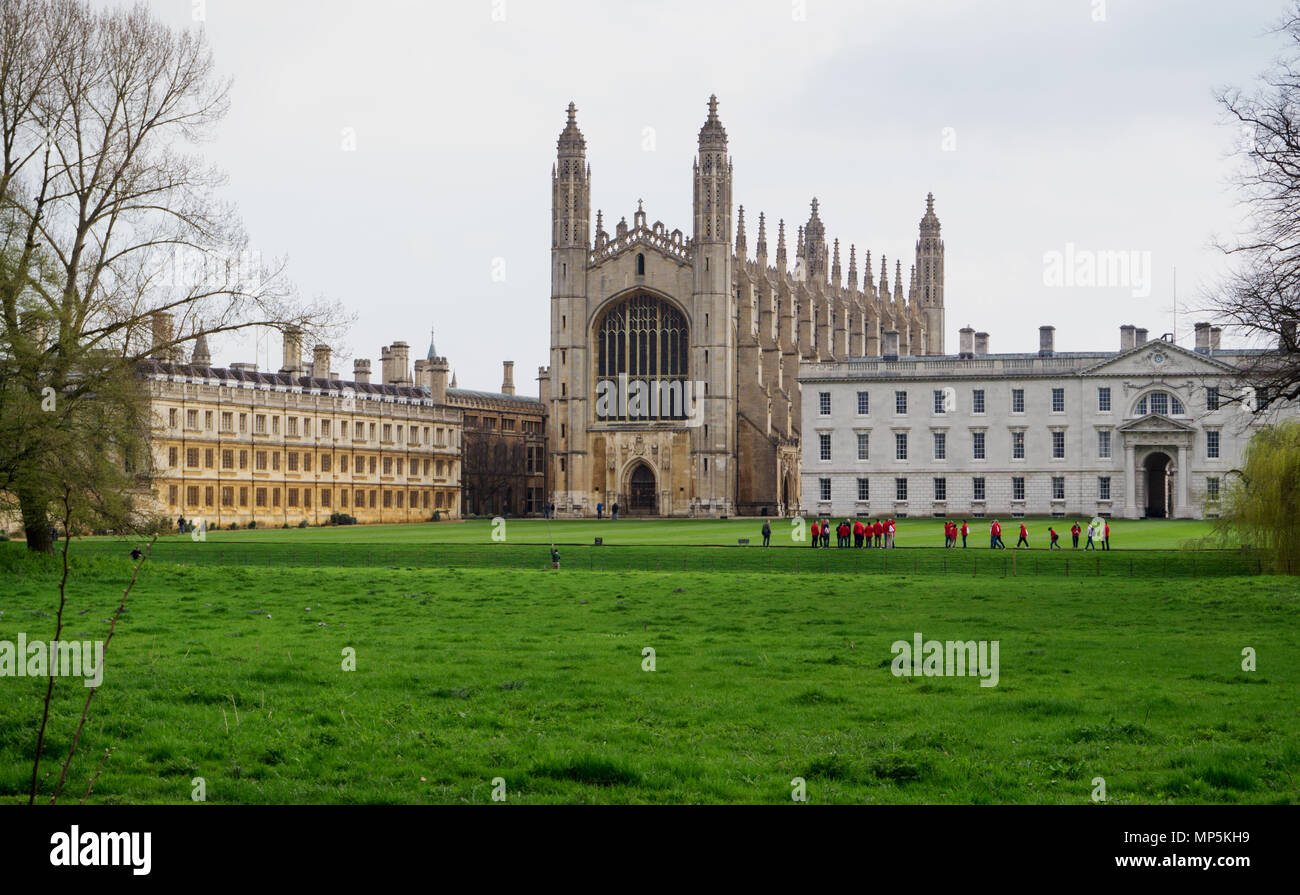 Vista escénica de King's y Claire collages, Cambridge, Inglaterra. Foto de stock