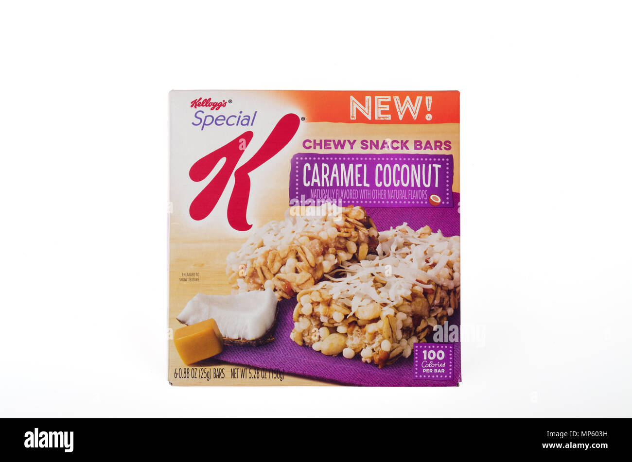 Caja de Kellogg's Special K Coco Caramelo delicioso snack bars Foto de stock