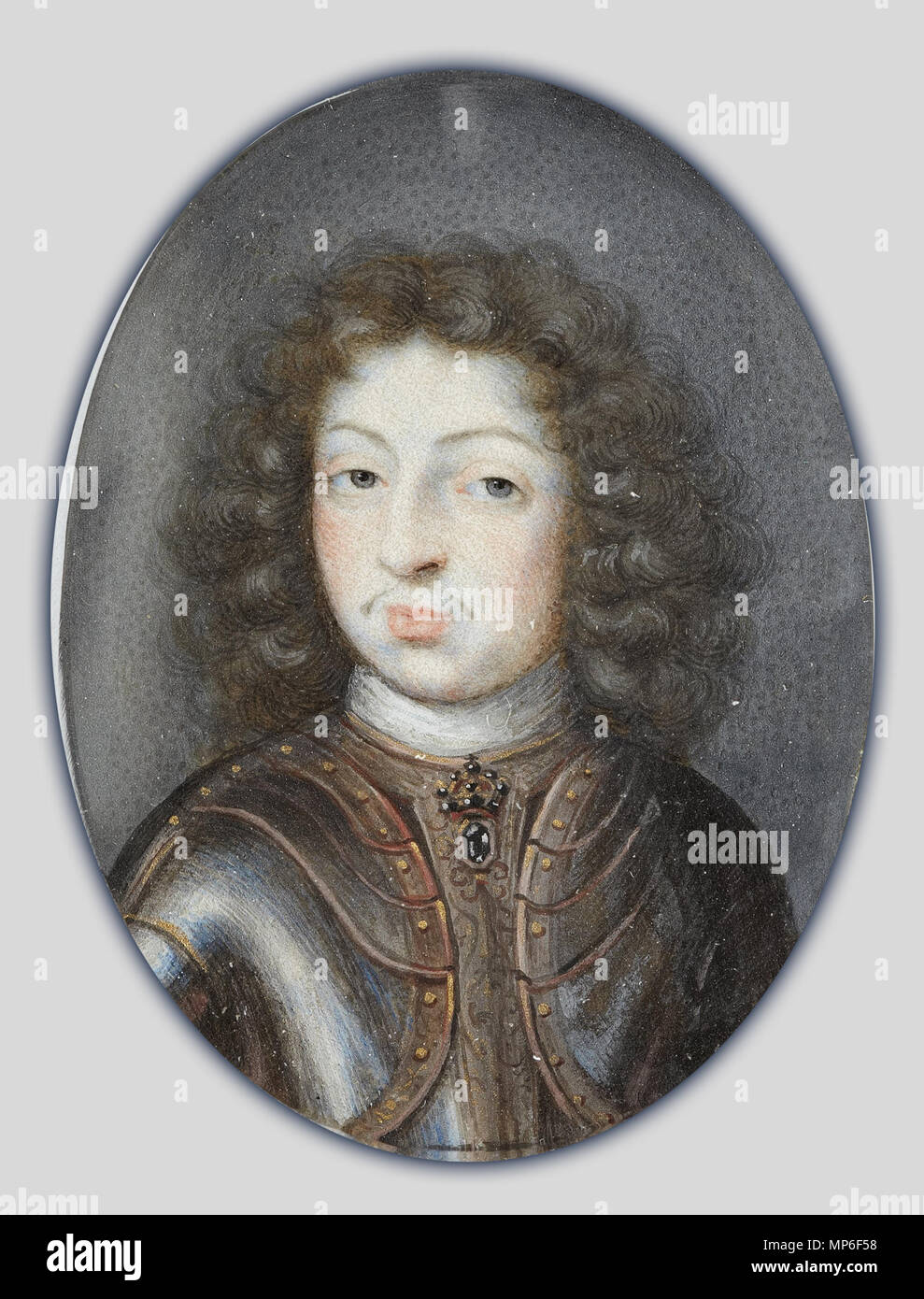 Retrato en miniatura de Carlos XI, Rey de Suecia 1660-1697 (1672 - 1675). 988 Pierre Signac - Miniatura retrato de Carlos XI, Rey de Suecia 1660-1697 - Proyecto de arte de Google Foto de stock