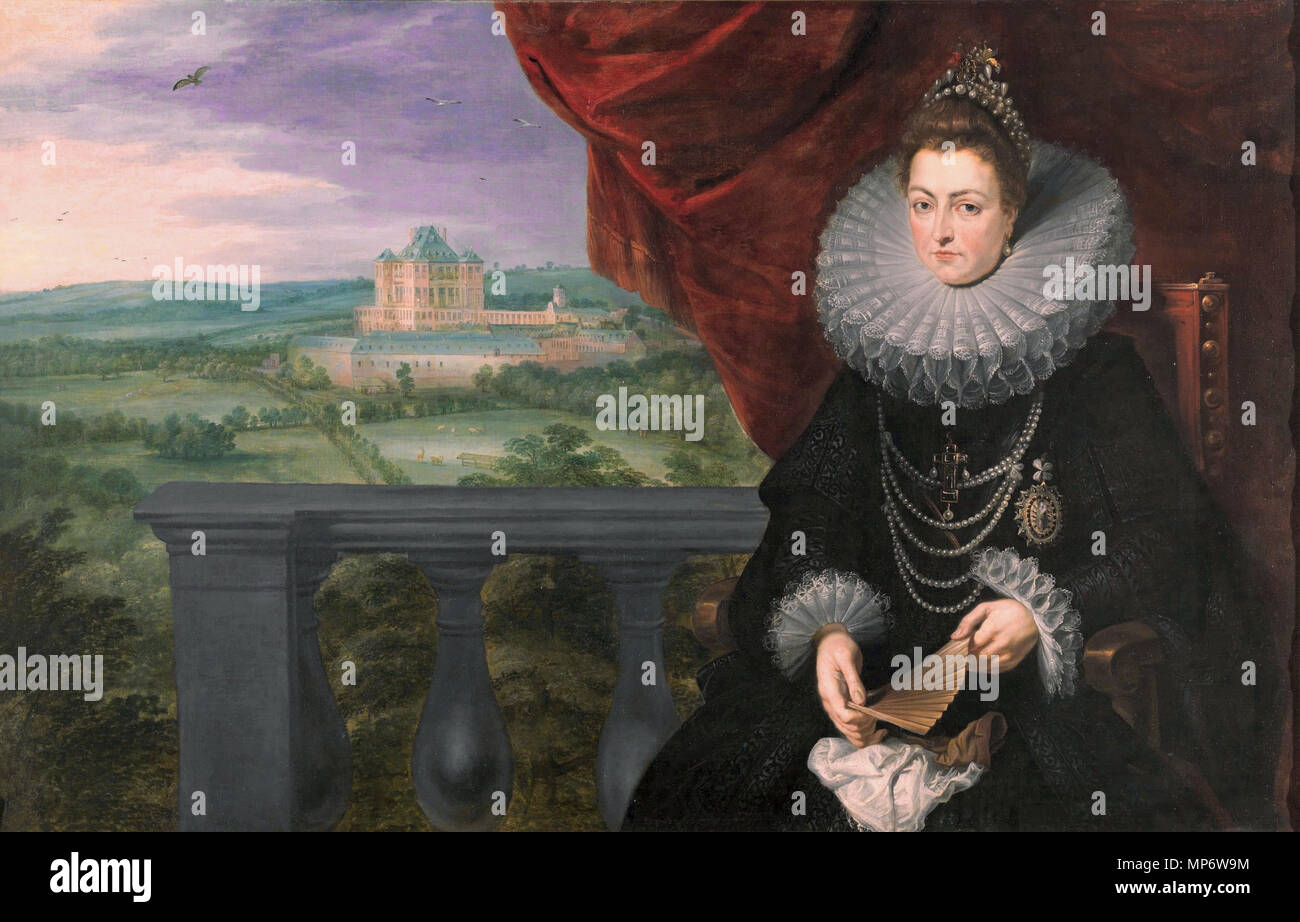 La infanta Isabel Clara Eugenia. Español: Retrato de la Infanta Isabel Clara Eugenia (1566-1633), que fue hija del rey Felipe II de España, esposa del archiduque Alberto de Austria y also soberana y posteriormente gobernadora de los Países Bajos. Isabel Clara Eugenia fue la primera hija del rey Felipe II de España . circa 1615. 675 IsabellaClaraEugeniaRubensFXD Foto de stock