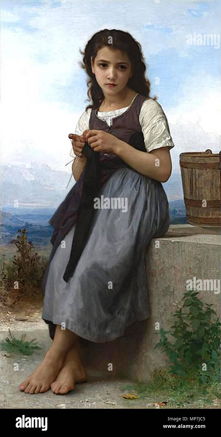 El pintor francés 1268 William-Adolphe Bouguereau (1825-1905) - Poco  tejedora (1884 Fotografía de stock - Alamy