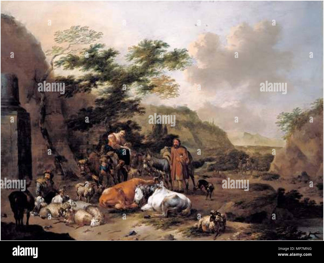 Inglés pastores con sus ovejas en un paisaje montañoso entre 1649 y