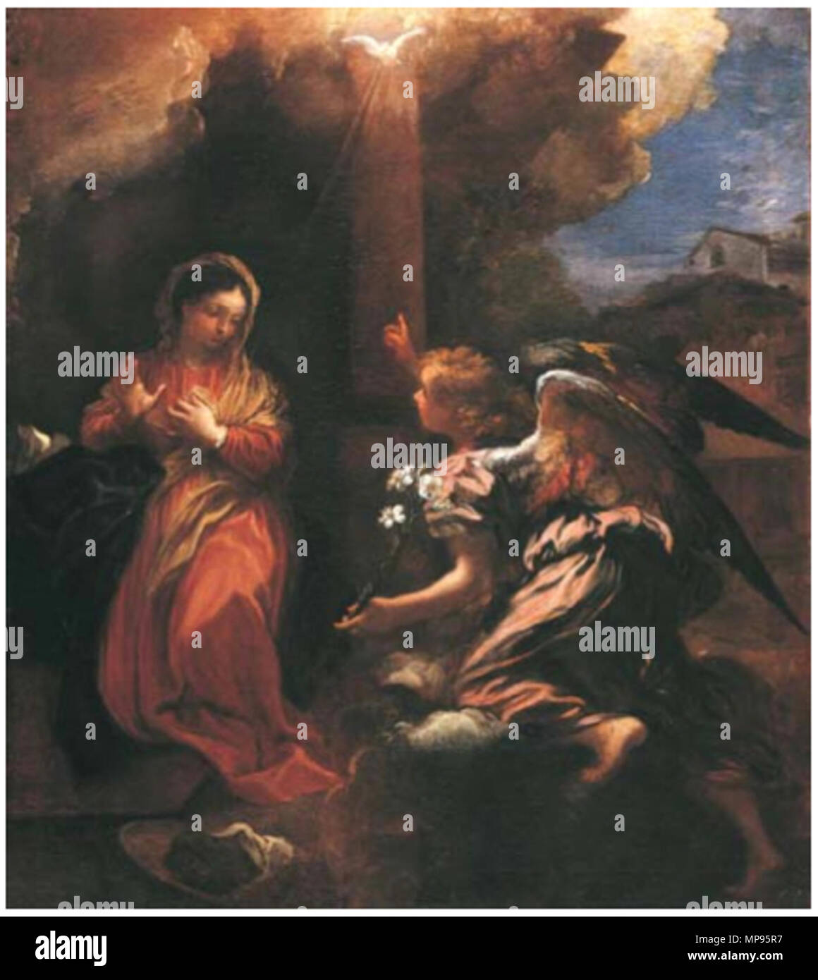 La Anunciación 1670s. 814 Livio Mehus - La Anunciación Foto de stock